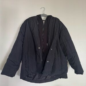 Blank NYC Black Puffer Jacket with Hood